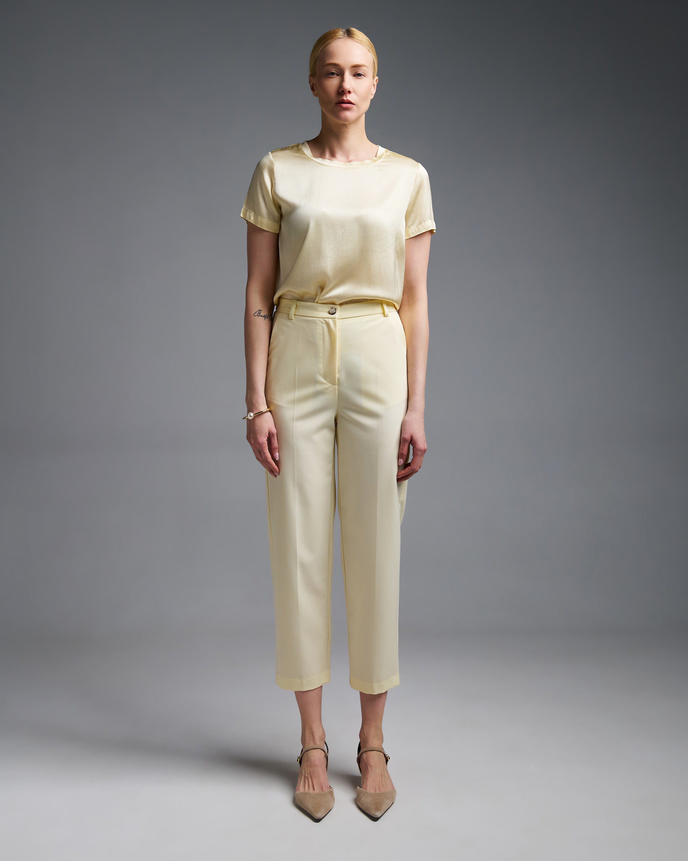 Κίτρινο Παντελόνι με λάστιχο πίσω στη μέση Vicolo - 0