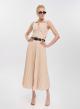 Powder long sleeveless Dress with side cuts, pleated skirt, Belt, buttons and shirt collar Vicolo - 0