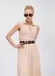 Powder long sleeveless Dress with side cuts, pleated skirt, Belt, buttons and shirt collar Vicolo - 1