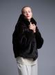 Brown hooded eco fur Jacket Bright-5