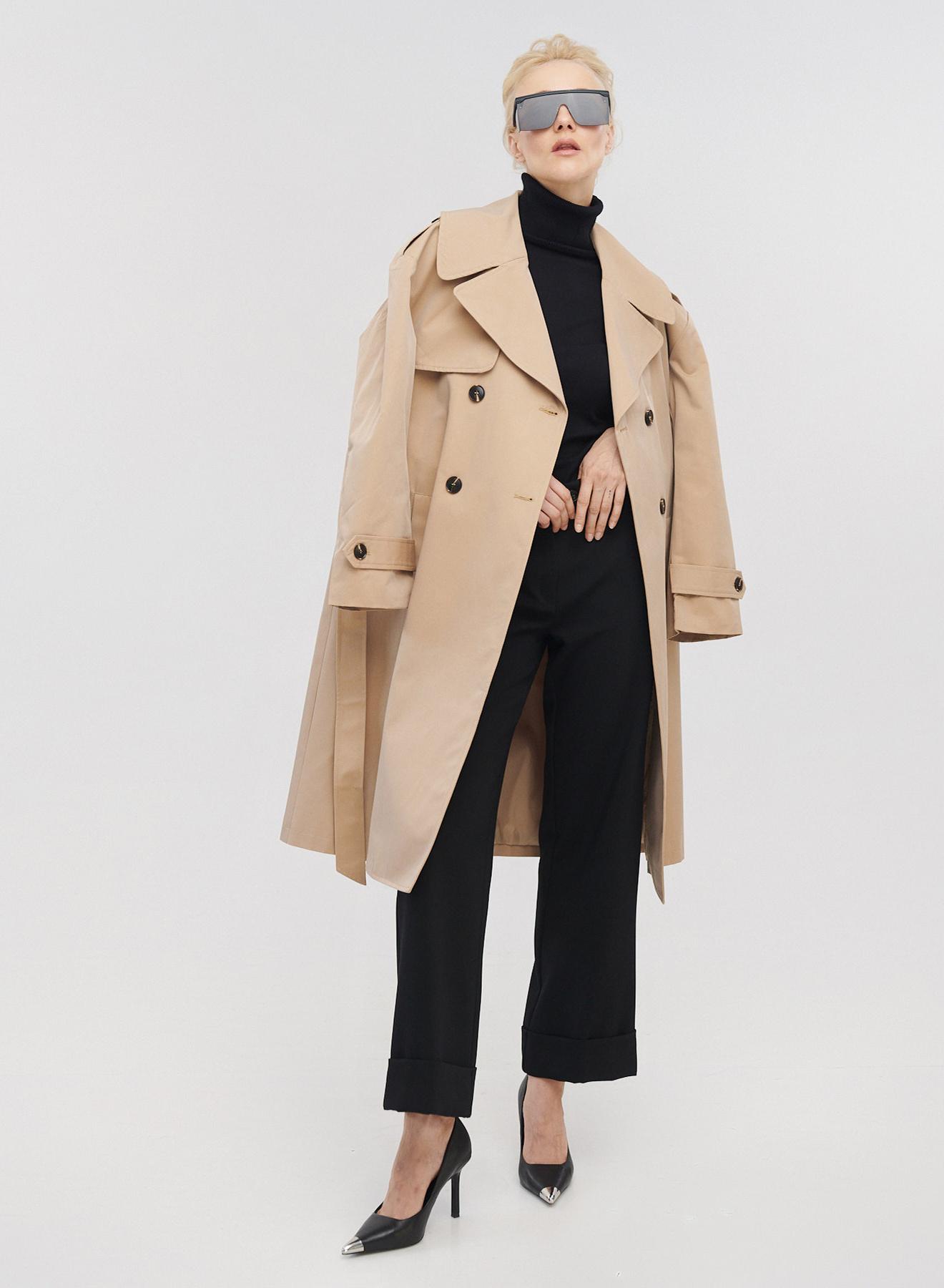 Καμπαρντίνα σταυροκούπωτη μέχρι το γόνατο με ζώνη - 3