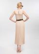 Powder long sleeveless Dress with side cuts, pleated skirt, Belt, buttons and shirt collar Vicolo - 2