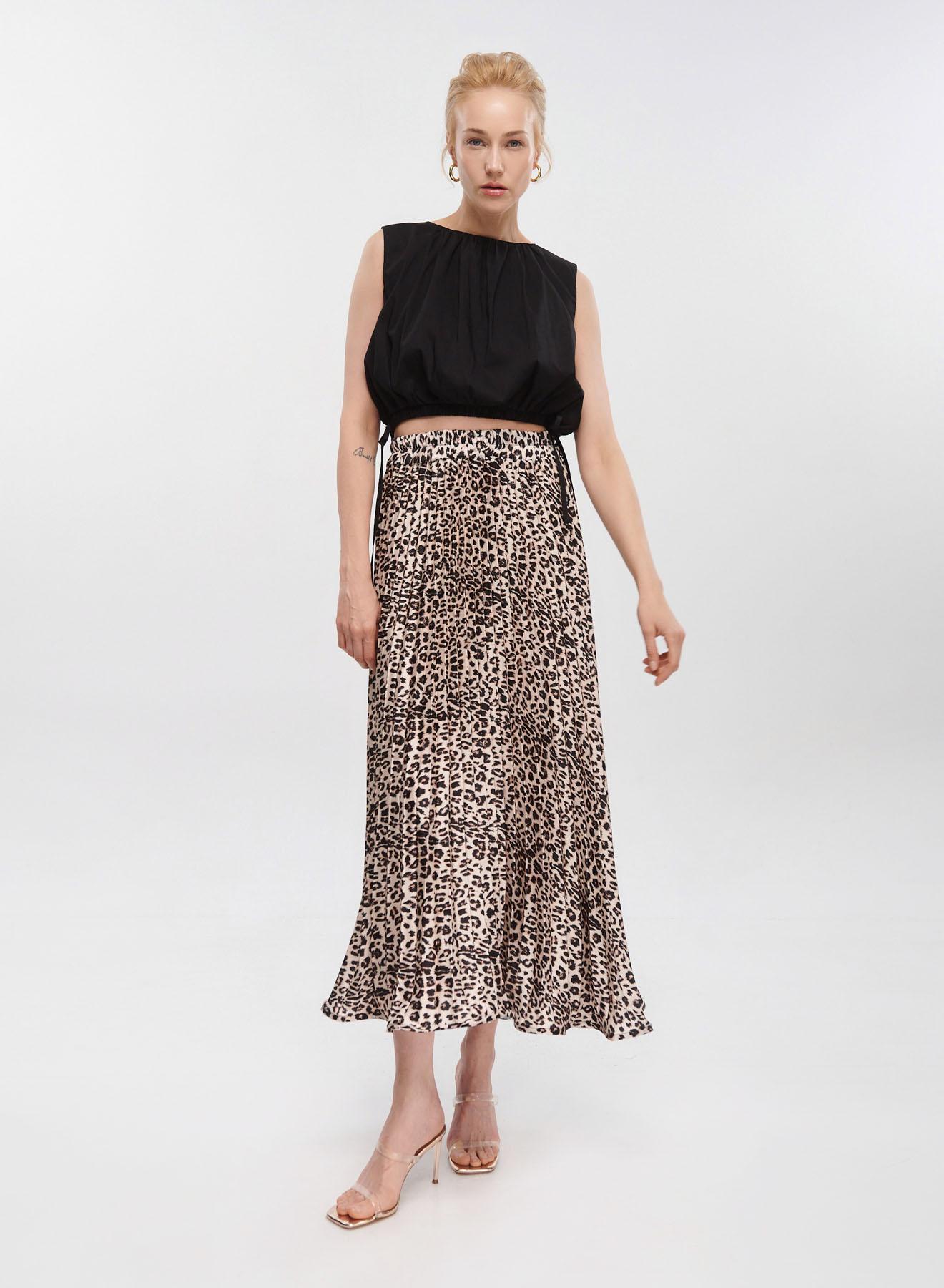 Animal Print silky Skirt with pleats and elastic waistband La Liberta - 2