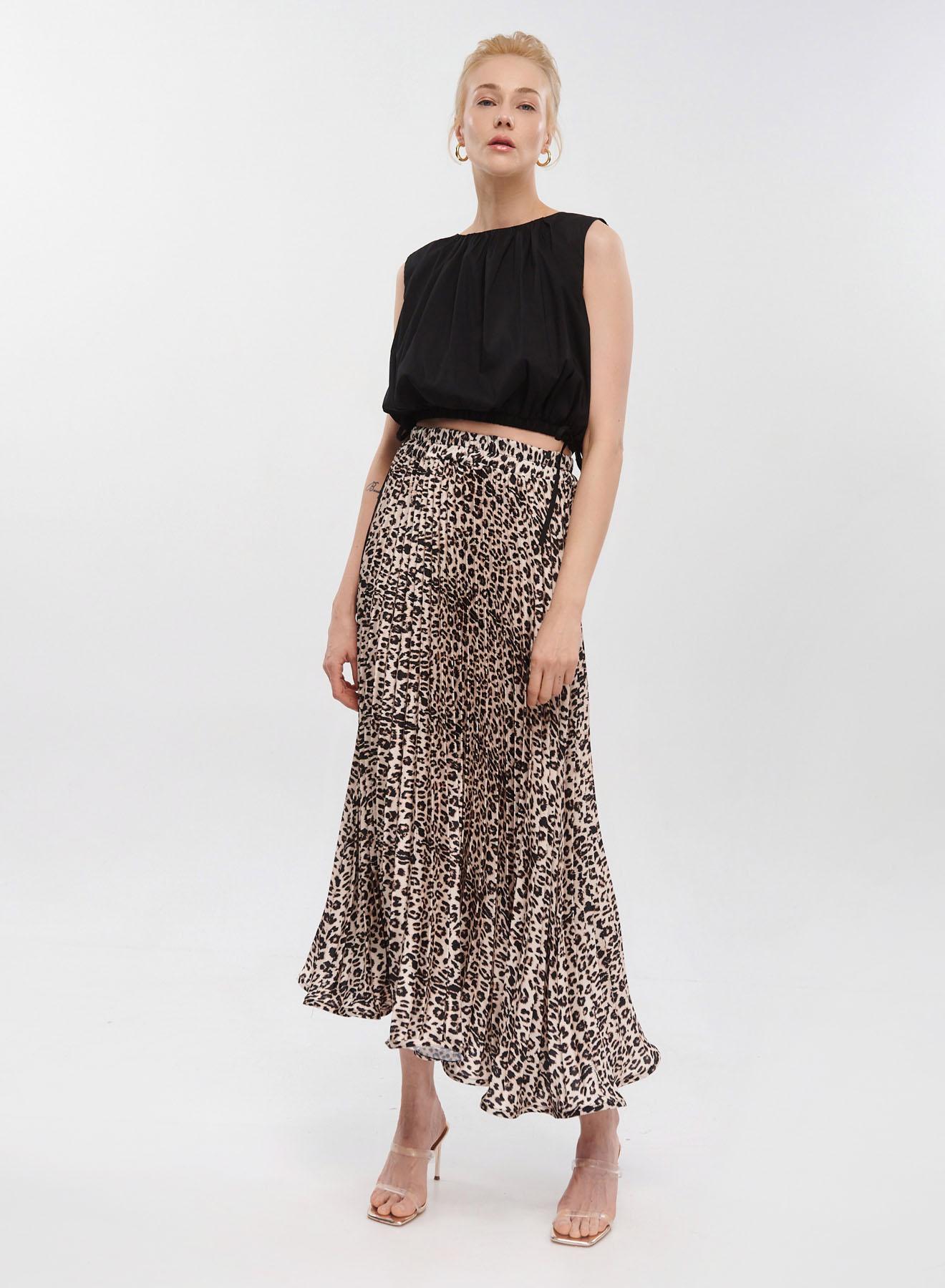 Animal Print silky Skirt with pleats and elastic waistband La Liberta - 1