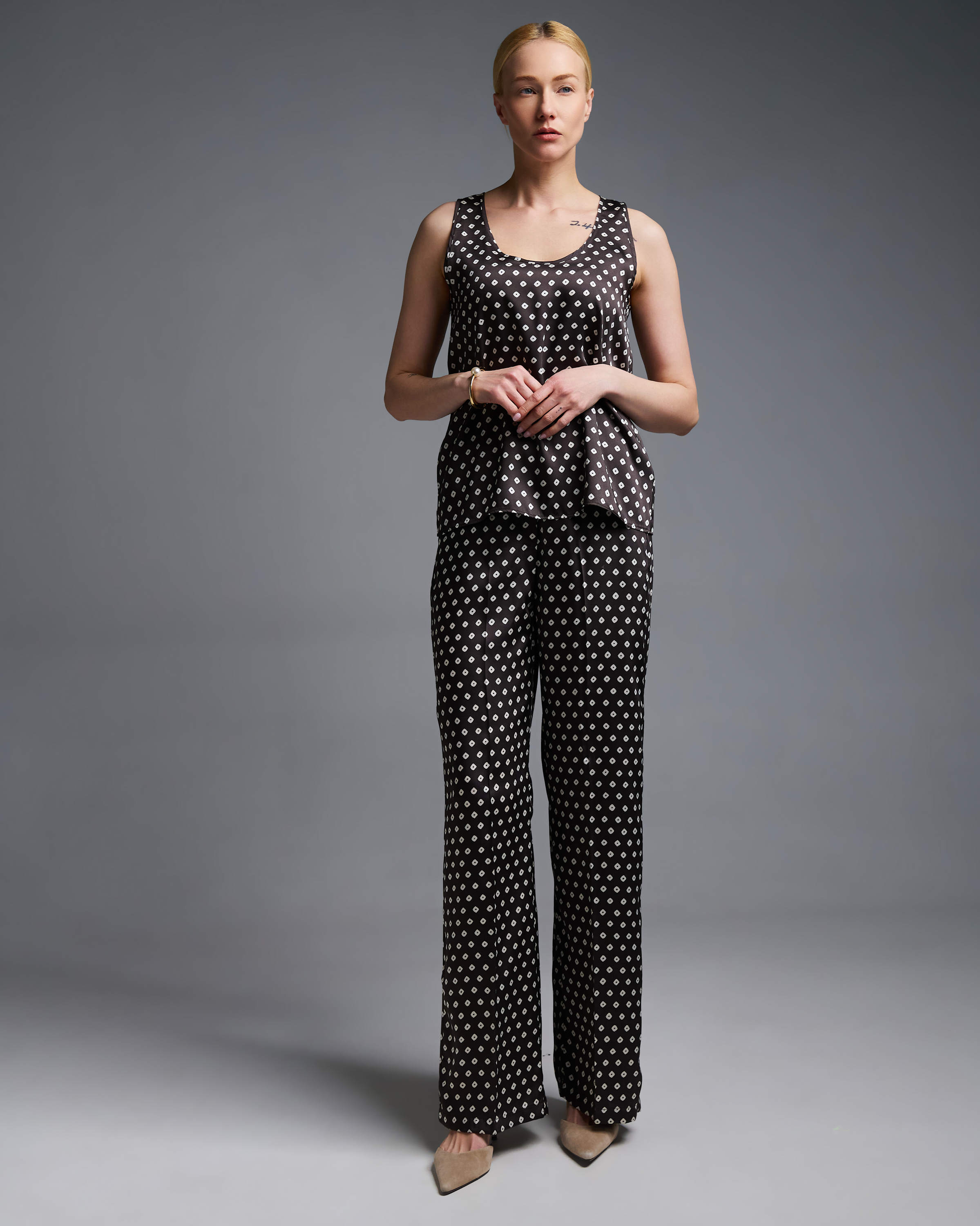 Σοκολά Παντελόνι twill με σχέδια Emme Marella - 0