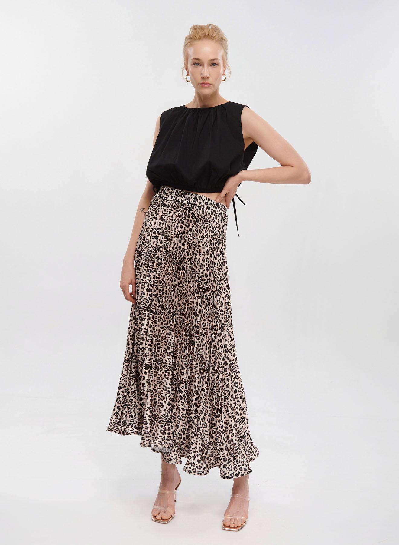 Animal Print silky Skirt with pleats and elastic waistband La Liberta - 3