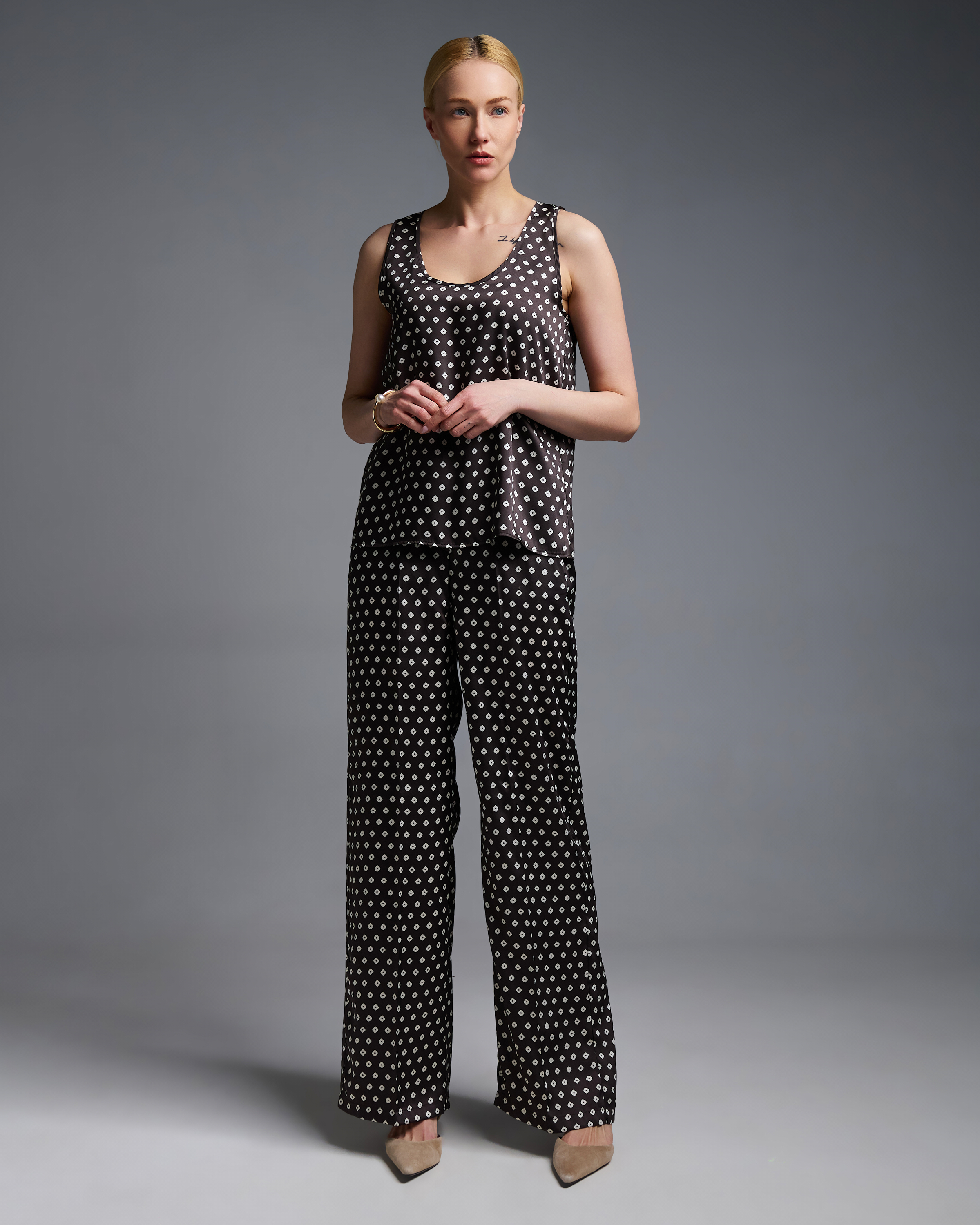 Σοκολά Παντελόνι twill με σχέδια Emme Marella - 1