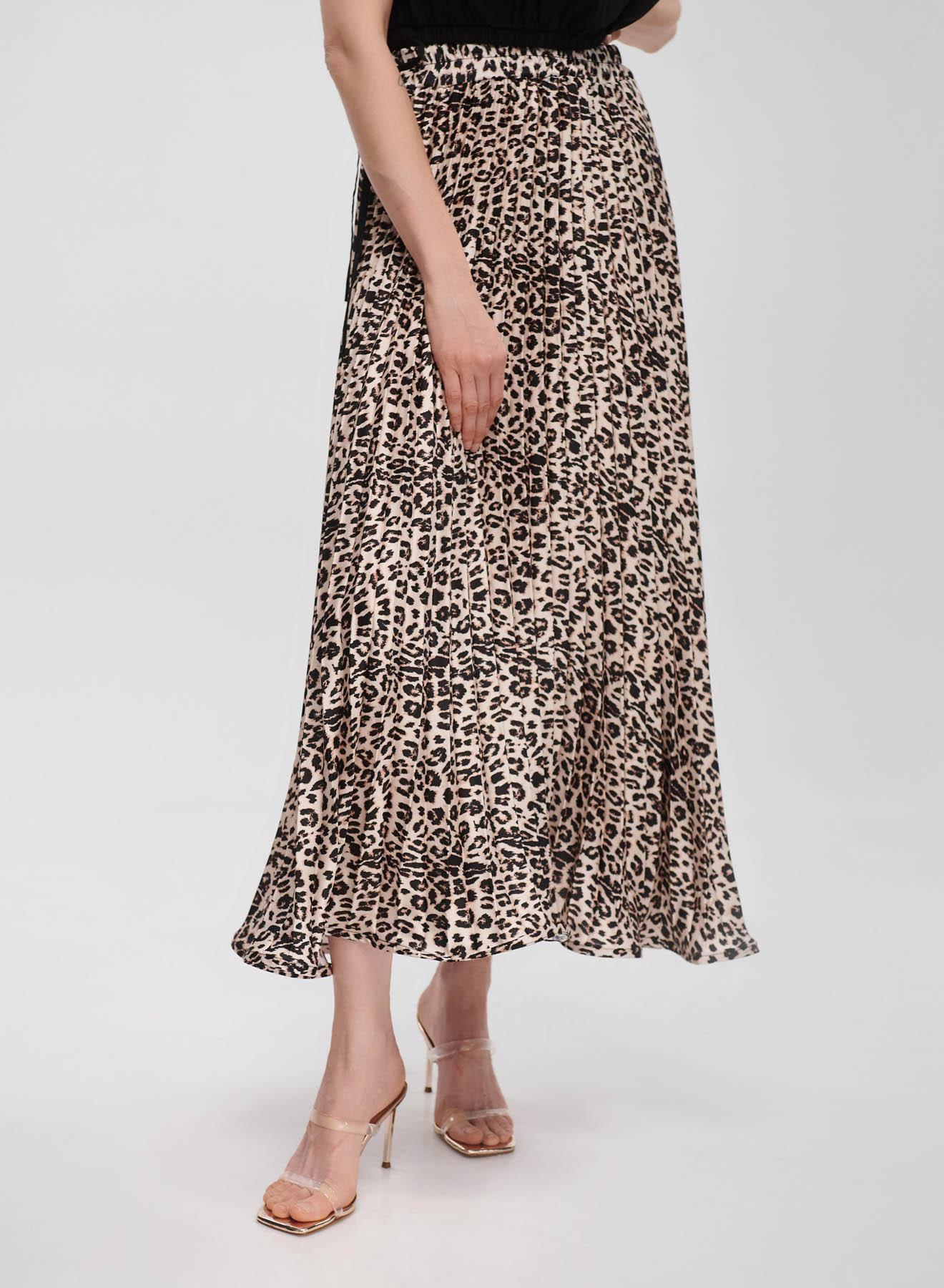 Animal Print silky Skirt with pleats and elastic waistband La Liberta - 4