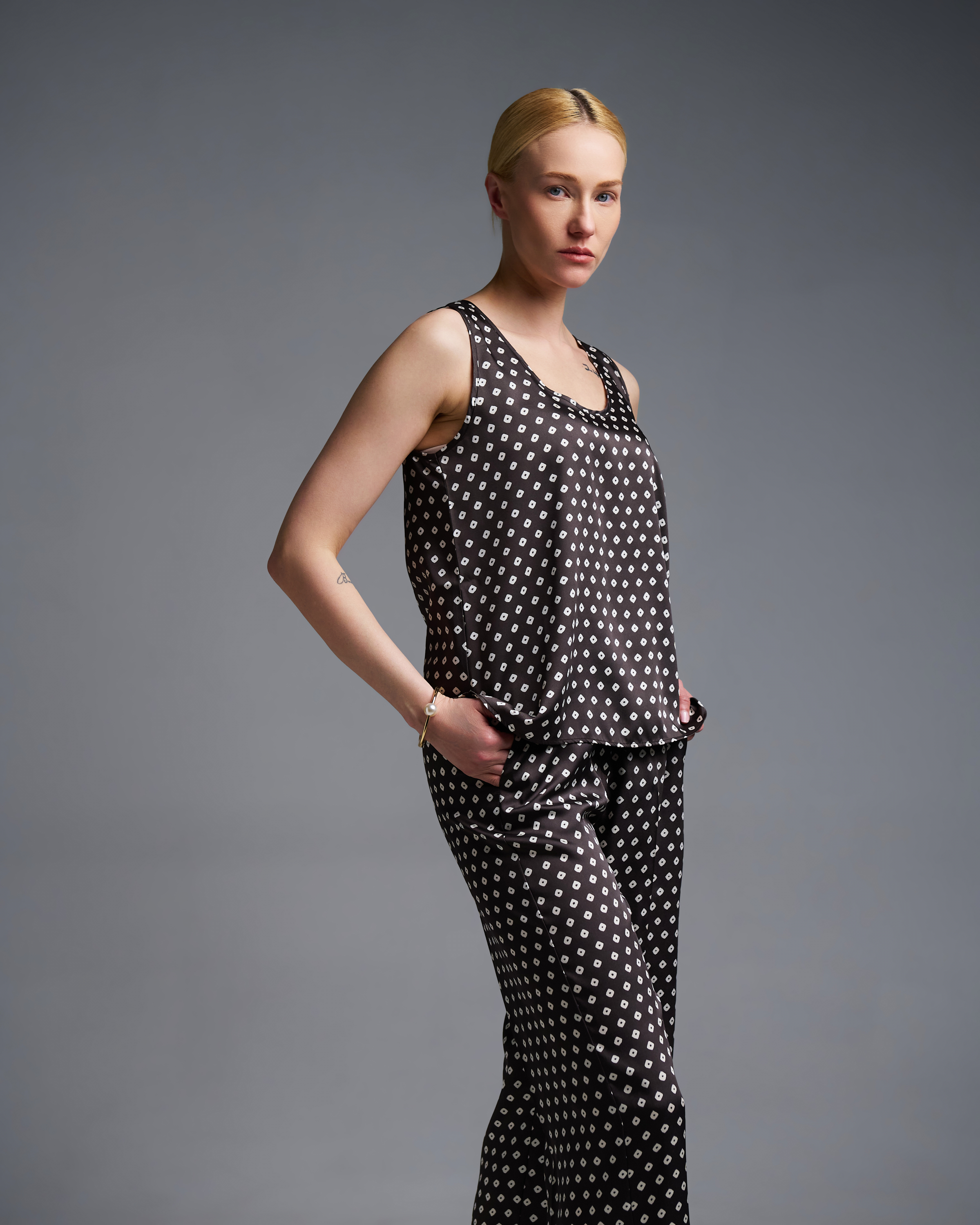 Σοκολά twill αμάνικο Τοπ με σχέδια Emme Marella - 0