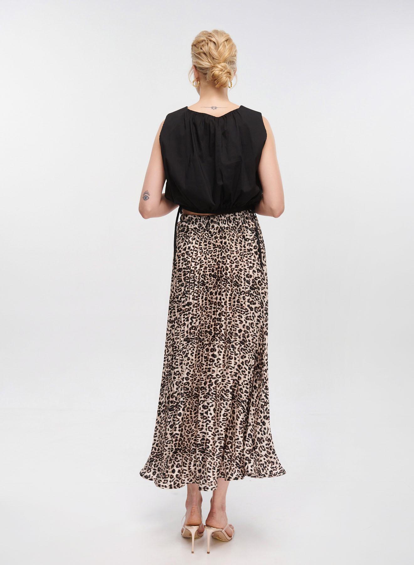 Animal Print silky Skirt with pleats and elastic waistband La Liberta - 5