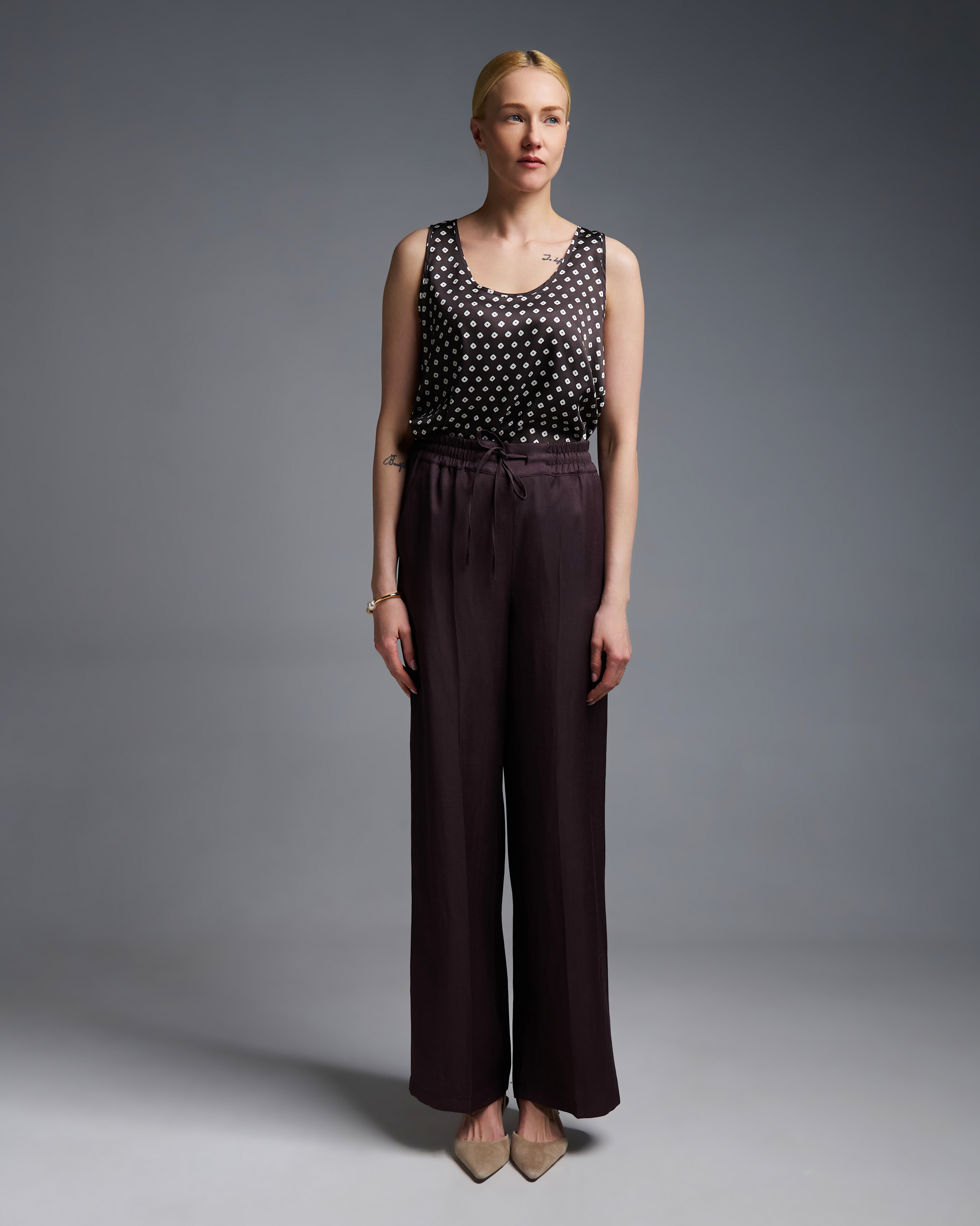 Σοκολά Παντελόνι twill με σχέδια Emme Marella - 2