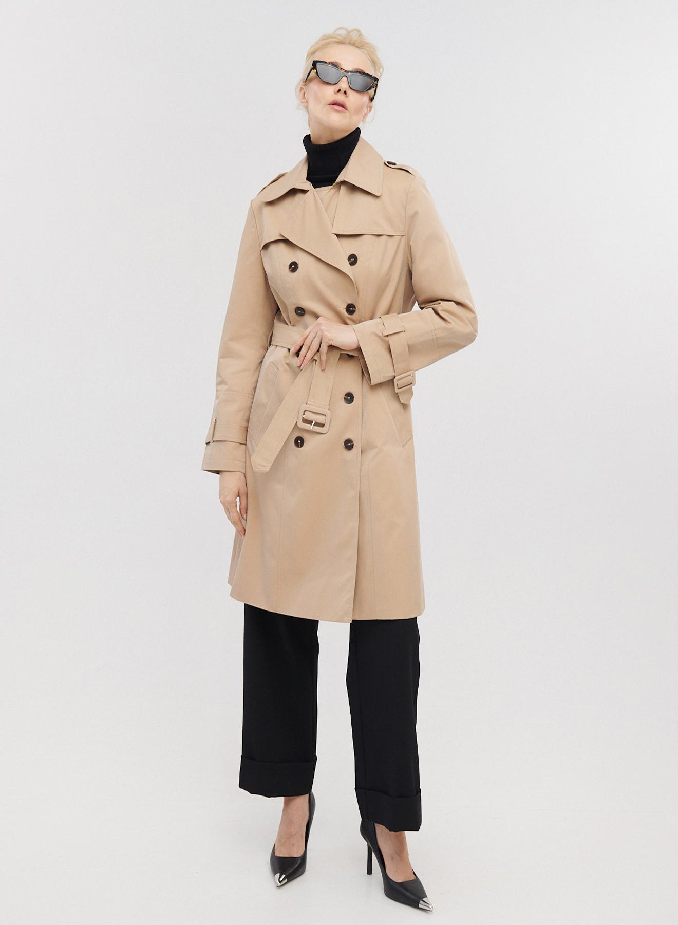 Καμπαρντίνα σταυροκούπωτη μέχρι το γόνατο με ζώνη - 1