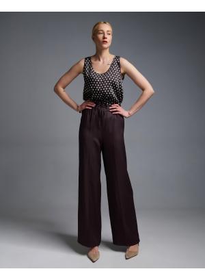 Σοκολά Παντελόνι σε ίσια γραμμή με λάστιχο και κορδόνι στη μέση Emme Marella - 56357