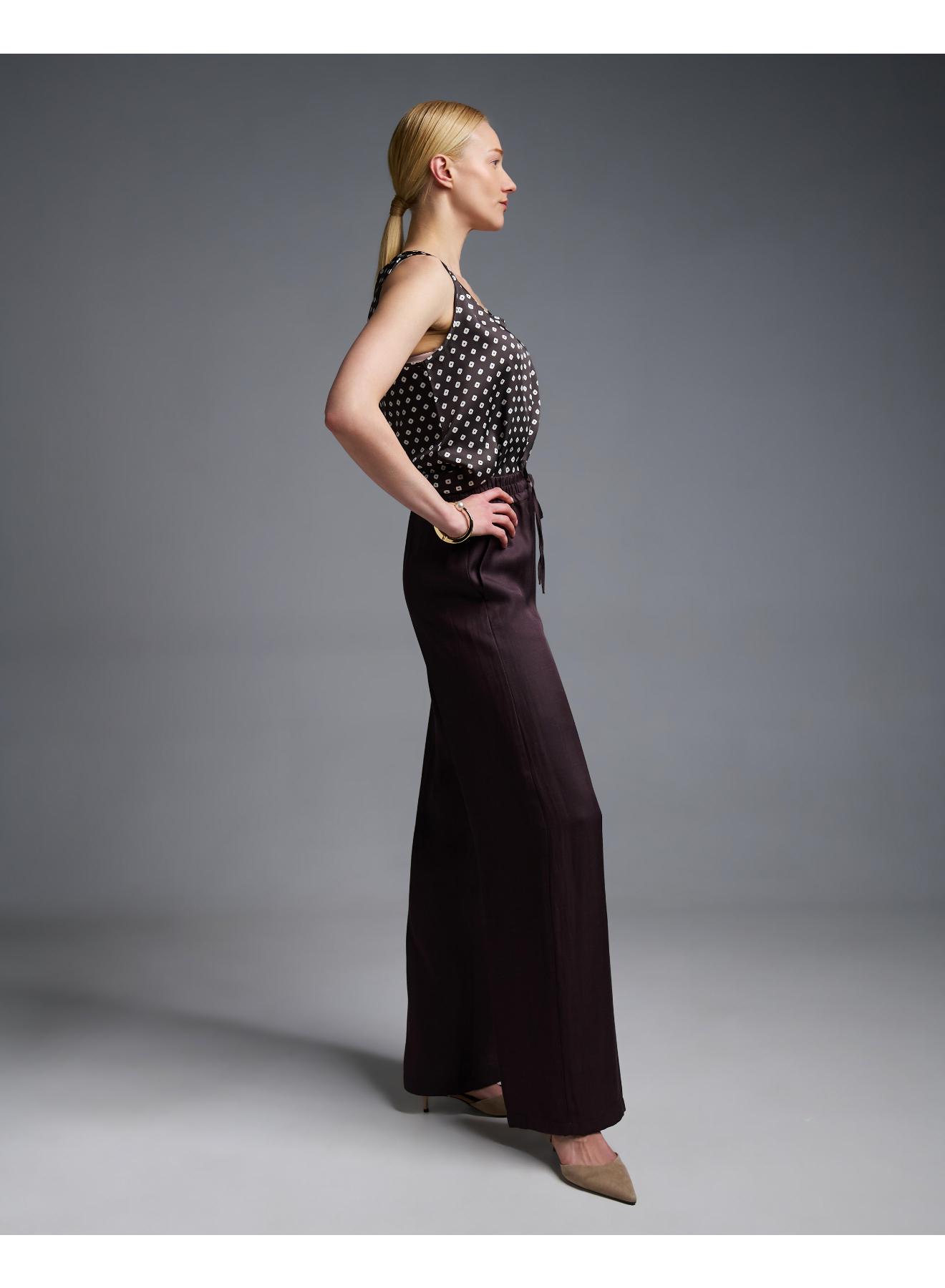 Σοκολά Παντελόνι σε ίσια γραμμή με λάστιχο και κορδόνι στη μέση Emme Marella - 3