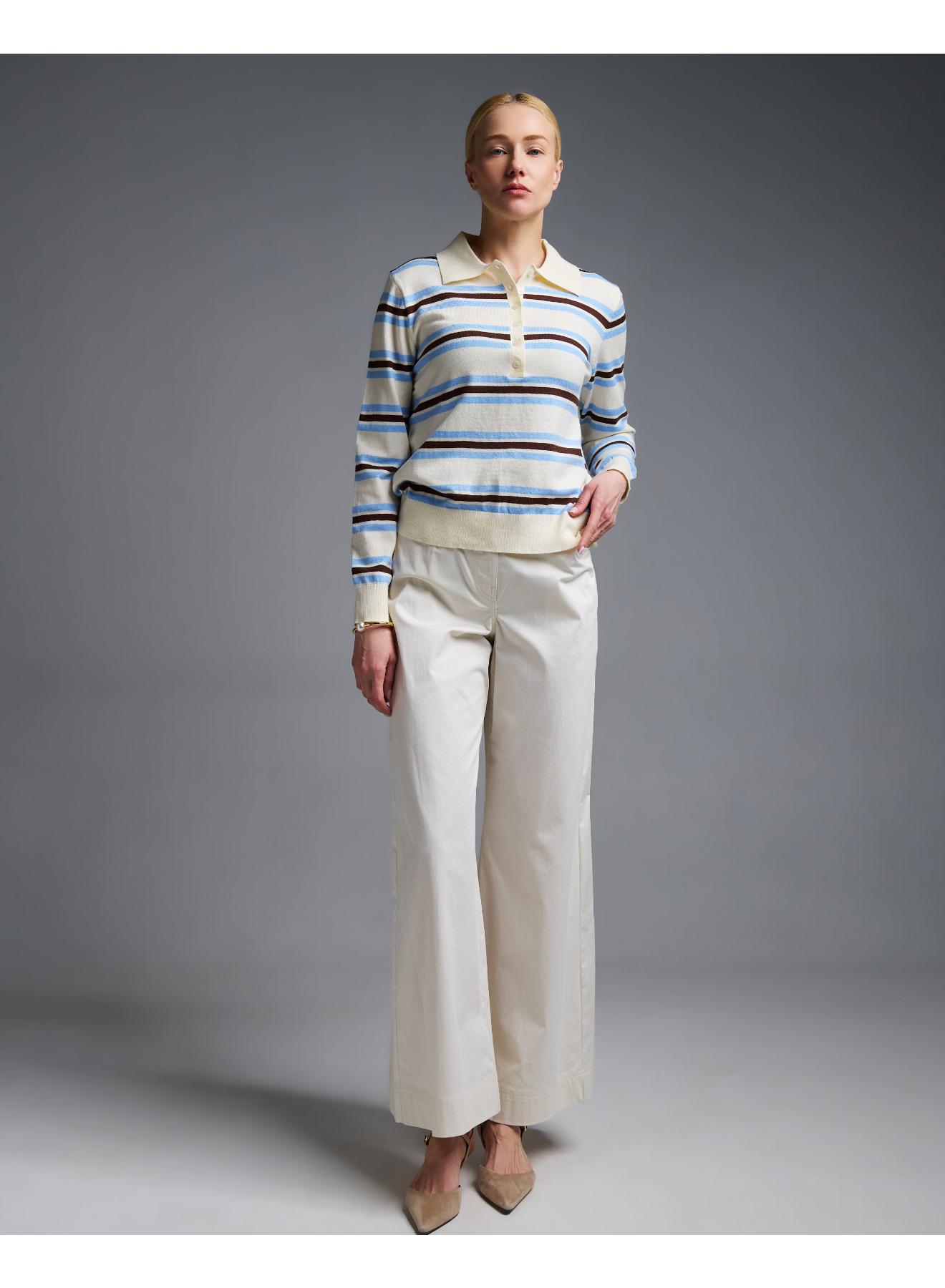 Εκρού wide leg βαμβακερό Παντελόνι Emme Marella - 5