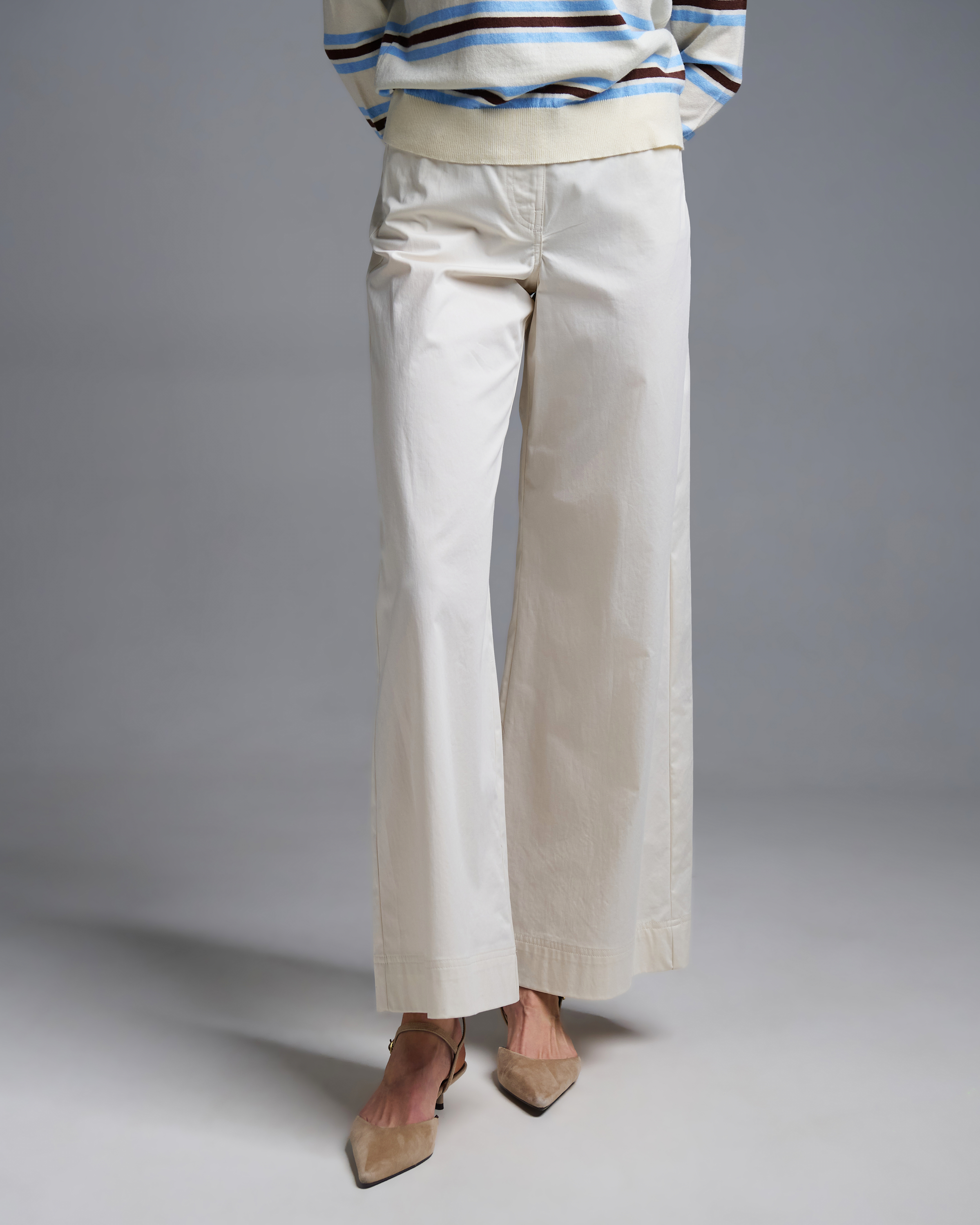 Εκρού wide leg βαμβακερό Παντελόνι Emme Marella - 1