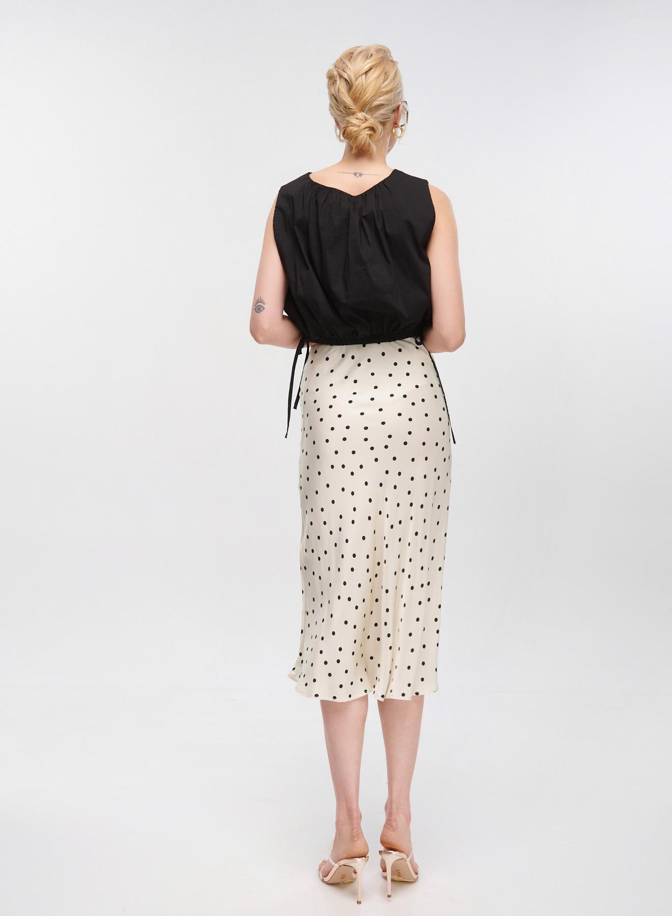 Ecru/Black silky touch polka dot Skirt Vicolo - 2