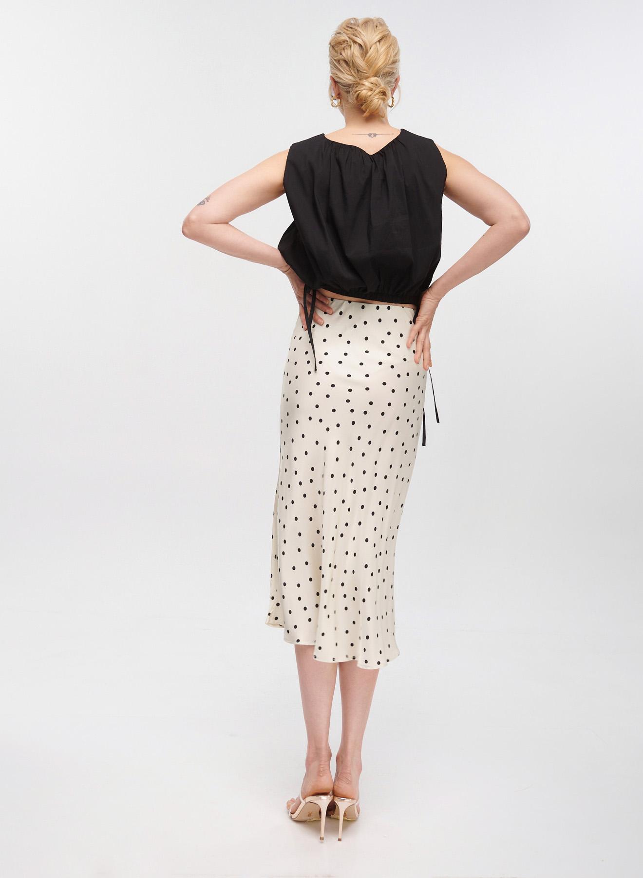 Ecru/Black silky touch polka dot Skirt Vicolo - 3