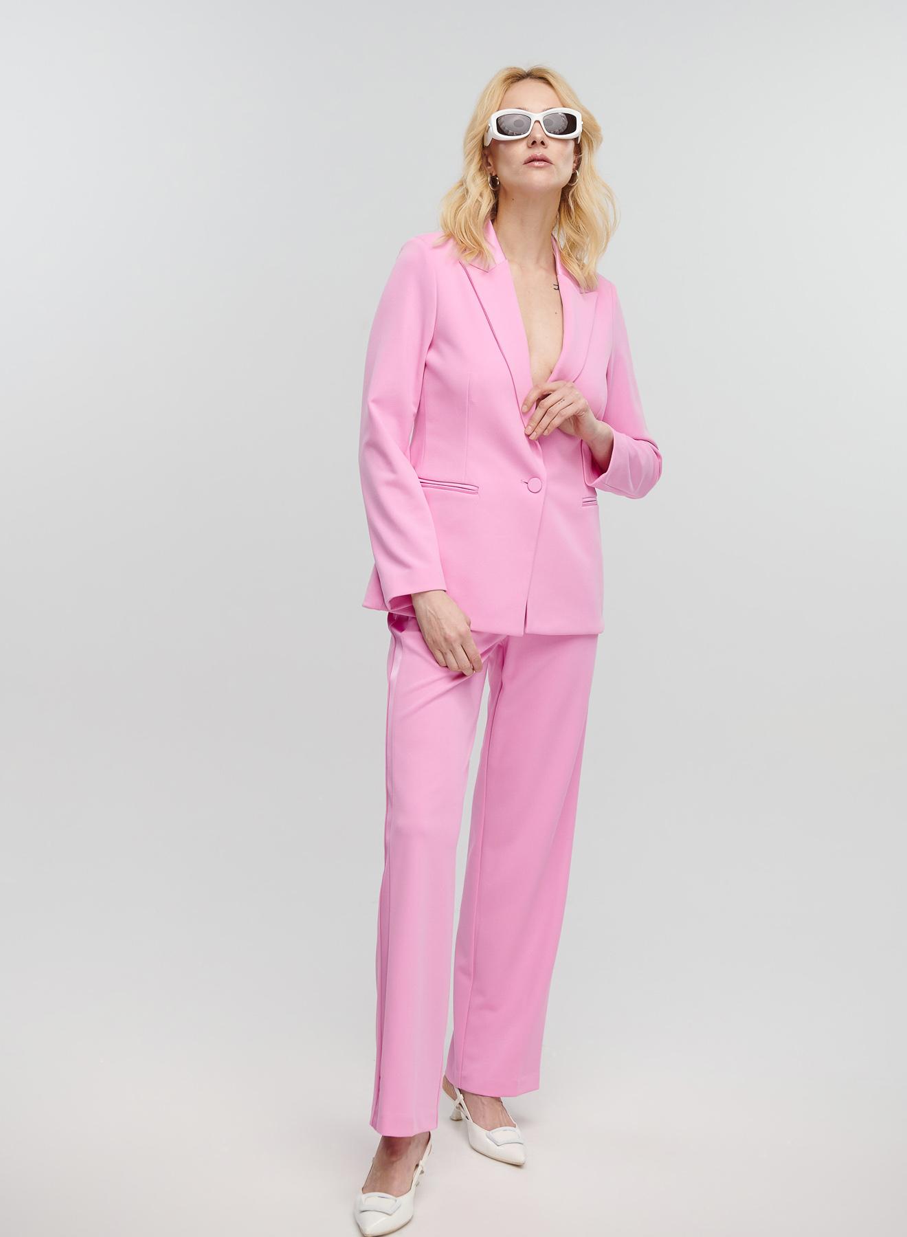 Pink Straight fit trousers with satin side stripe Vicolo - 1