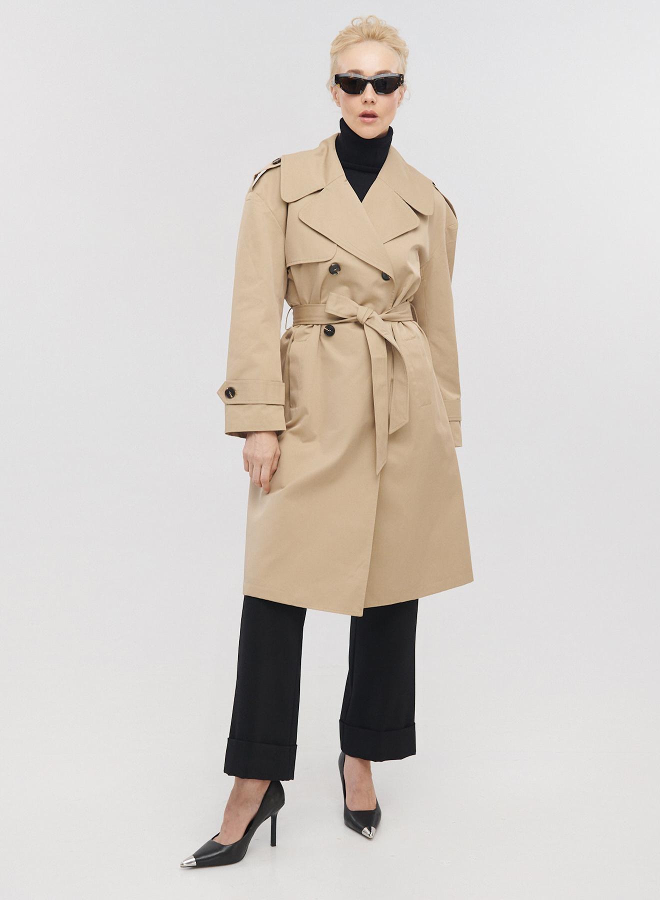 Καμπαρντίνα σταυροκούπωτη με ζώνη μέχρι το γόνατο  - 2