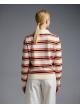Ecru-Orange striped knitted polo Blouse Two - 4