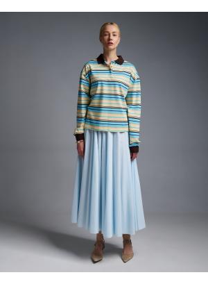 Light Blue cotton Skirt with pockets and with with elasticated waistband Valentina Milano - 56426