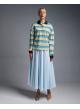 Ecru-Light Blue striped polo Blouse Two - 2