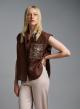 Chocolate sleeveless linen Shirt with sequins Tensione In - 0
