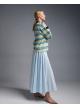 Light Blue cotton Skirt with pockets and with with elasticated waistband Valentina Milano - 3