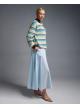 Light Blue cotton Skirt with pockets and with with elasticated waistband Valentina Milano - 4