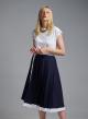 Navy Blue-White pleated Skirt with golden buttons Tensione In - 1