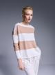 Knit blouse with wide stripes and fringes at the hem - 0