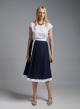 Navy Blue-White pleated Skirt with golden buttons Tensione In - 2