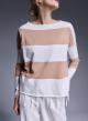 Knit blouse with wide stripes and fringes at the hem - 3