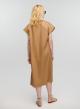 Ταμπά μακρύ Φόρεμα αμάνικο με V λαιμόκοψη, ζώνη και σχισμή μπροστά Milla - 3