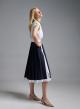 Navy Blue-White pleated Skirt with golden buttons Tensione In - 4