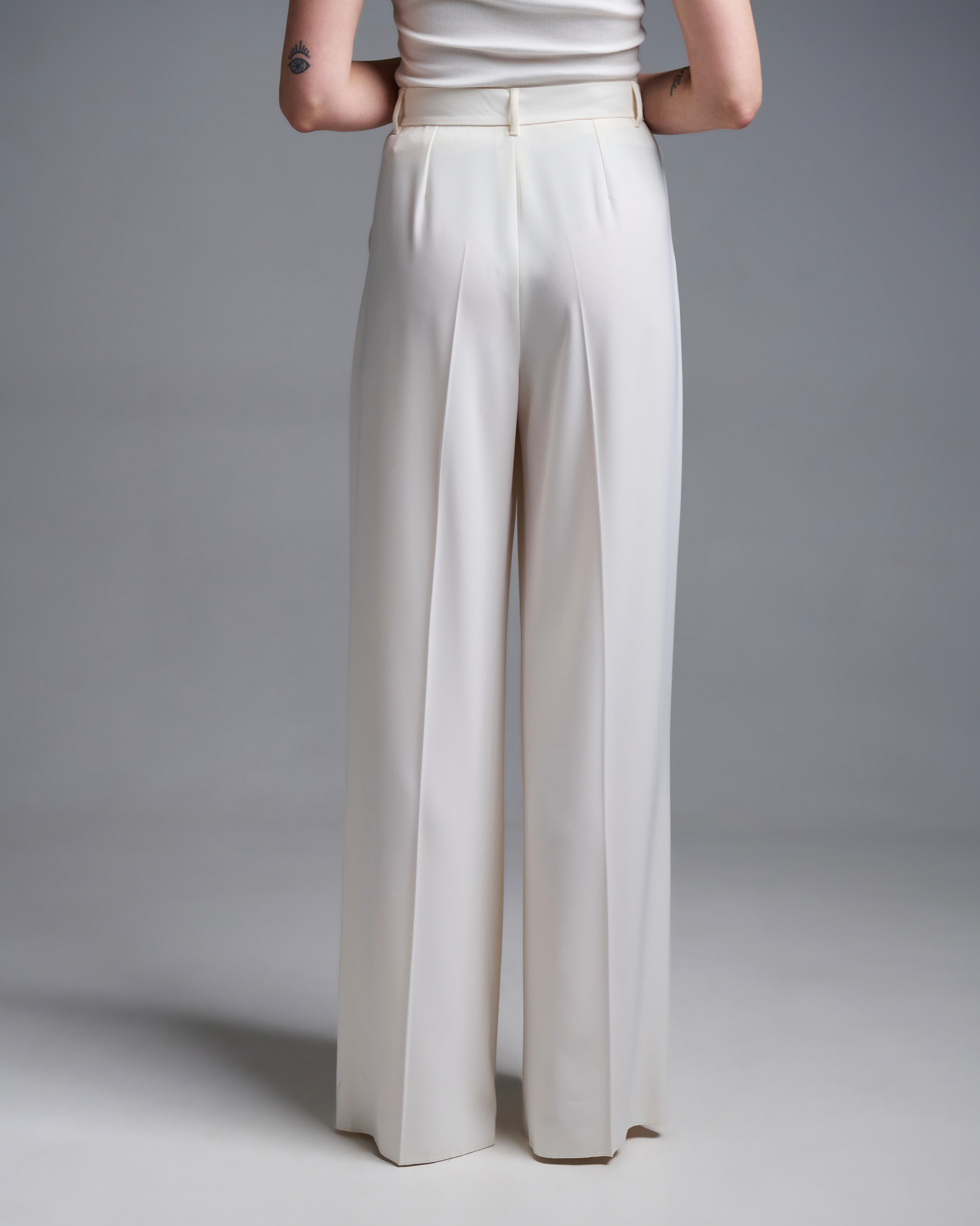 Εκρού wide legs Παντελόνι με πιέτες Emme Marella - 5