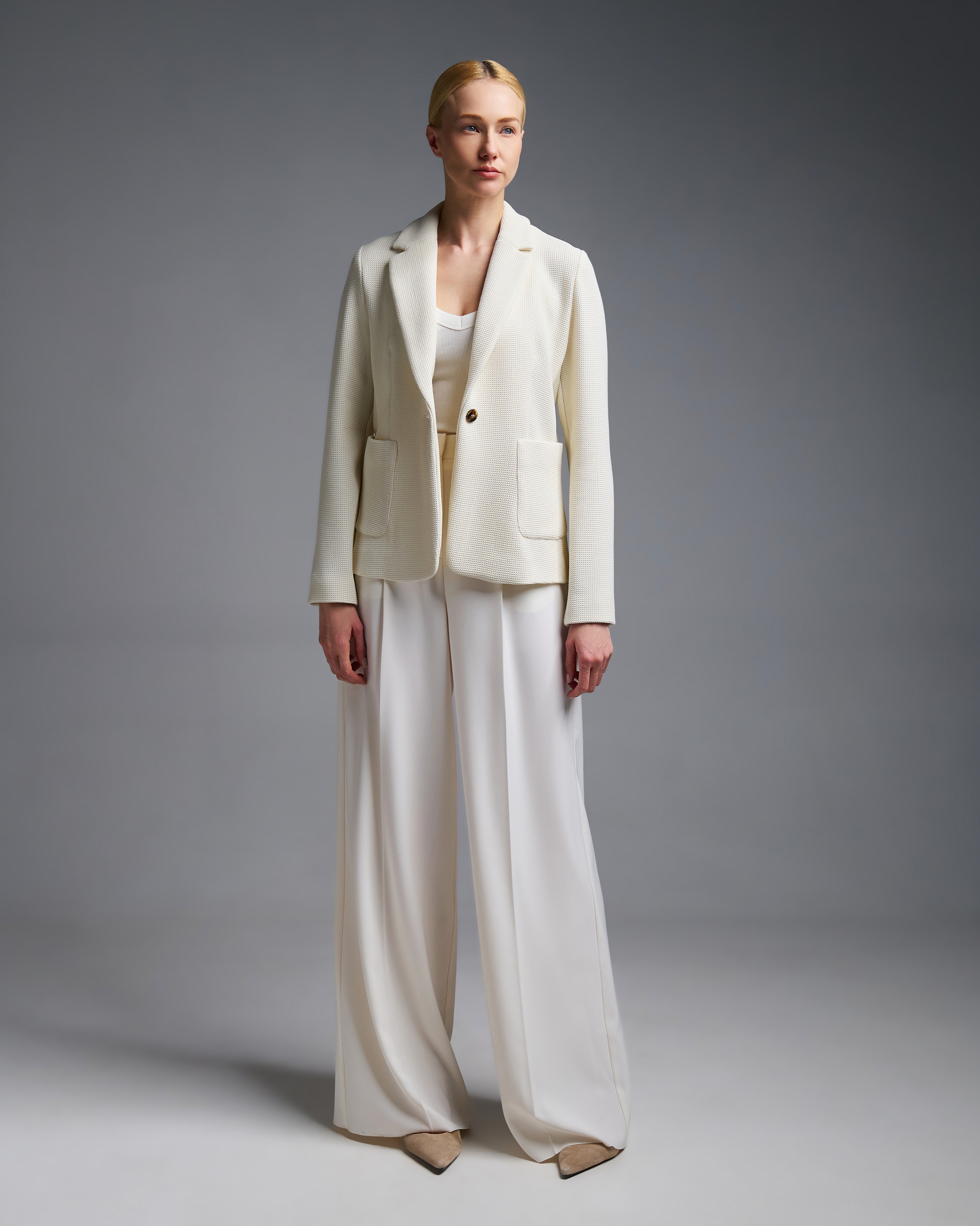 Ecru single buttoned Jacket with patch pockets Emme Marella - 0