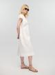 Λευκό μακρύ Φόρεμα αμάνικο με V λαιμόκοψη, ζώνη και σχισμή μπροστά Milla - 1