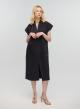 Μαύρο μακρύ Φόρεμα αμάνικο με V λαιμόκοψη, ζώνη και σχισμή μπροστά Milla - 2
