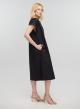 Μαύρο μακρύ Φόρεμα αμάνικο με V λαιμόκοψη, ζώνη και σχισμή μπροστά Milla - 3