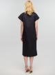 Black long sleeveless Dress with V neckline, belt and front slit Milla - 4