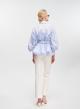 Light Blue-White striped Shirt with belt and frill at the waist Vicolo - 3