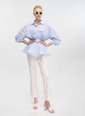 White high waisted flared Trousers Milla - 33438