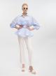 Light Blue-White striped Shirt with belt and frill at the waist Vicolo - 4