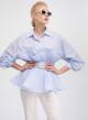 Light Blue-White striped Shirt with belt and frill at the waist Vicolo-5