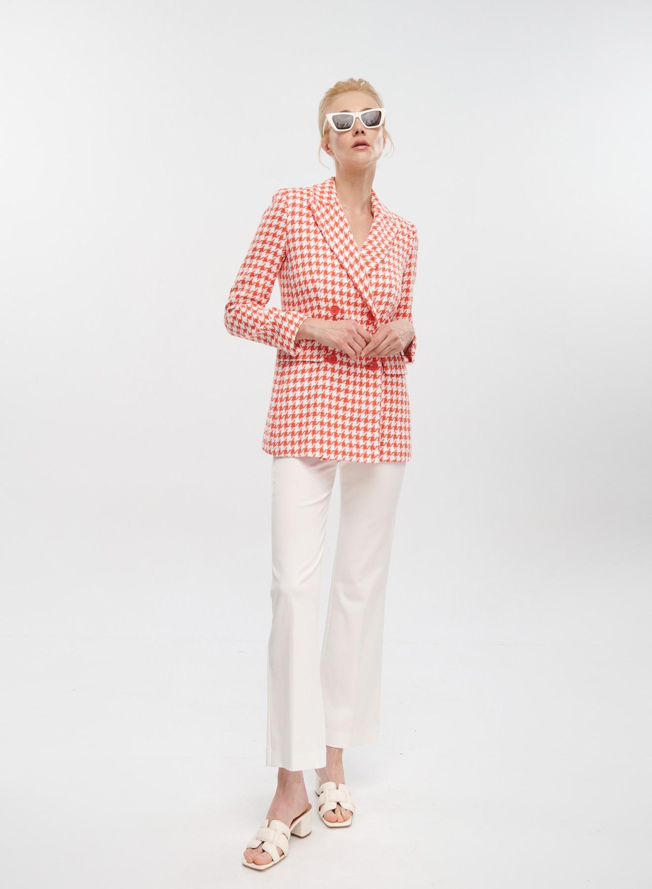 Orange-White double breasted Blazer Pie De Poule Emme Marella - 2