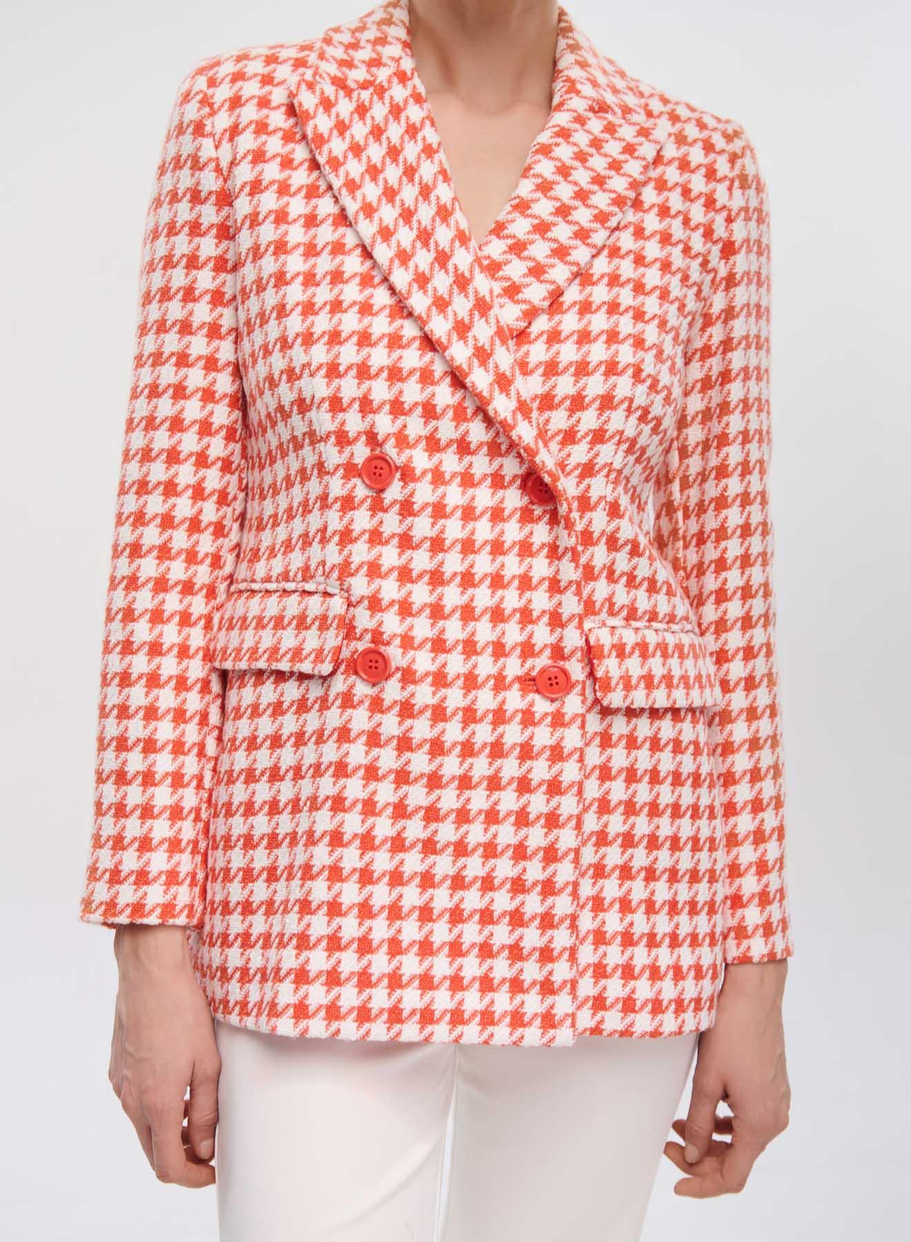 Orange-White double breasted Blazer Pie De Poule Emme Marella - 5