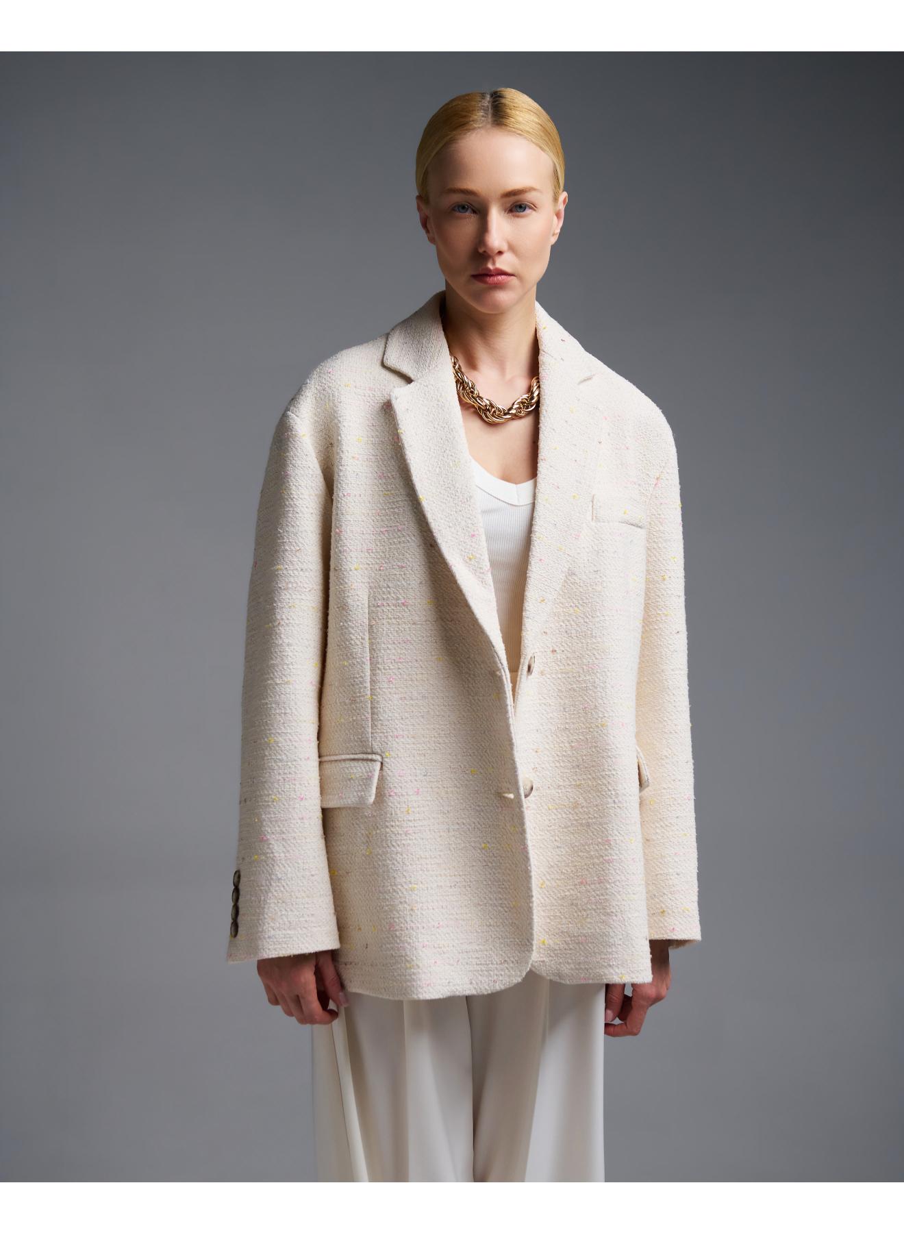 Εκρού tweed oversized Σακάκι Vicolo - 2