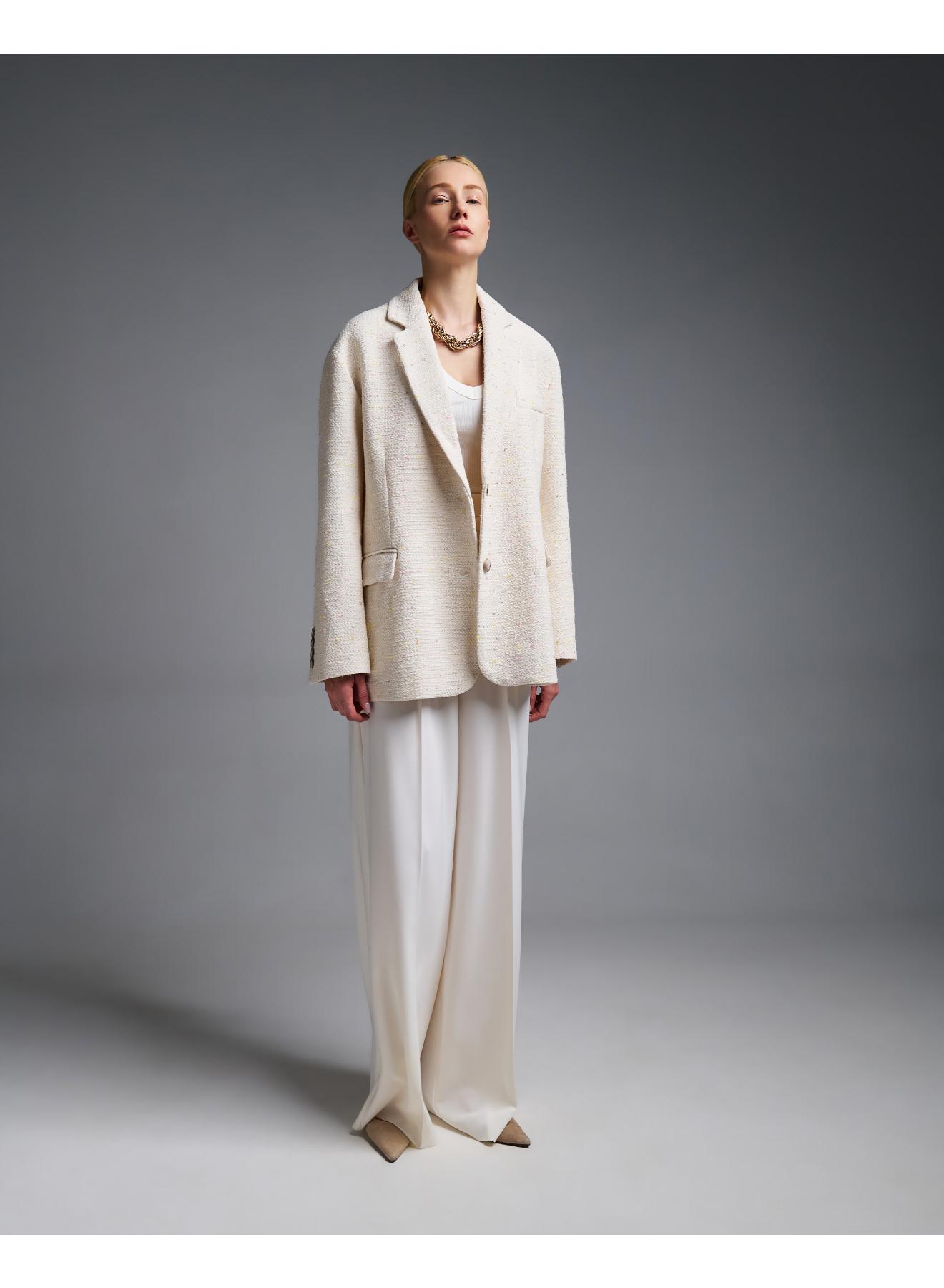 Εκρού tweed oversized Σακάκι Vicolo - 3